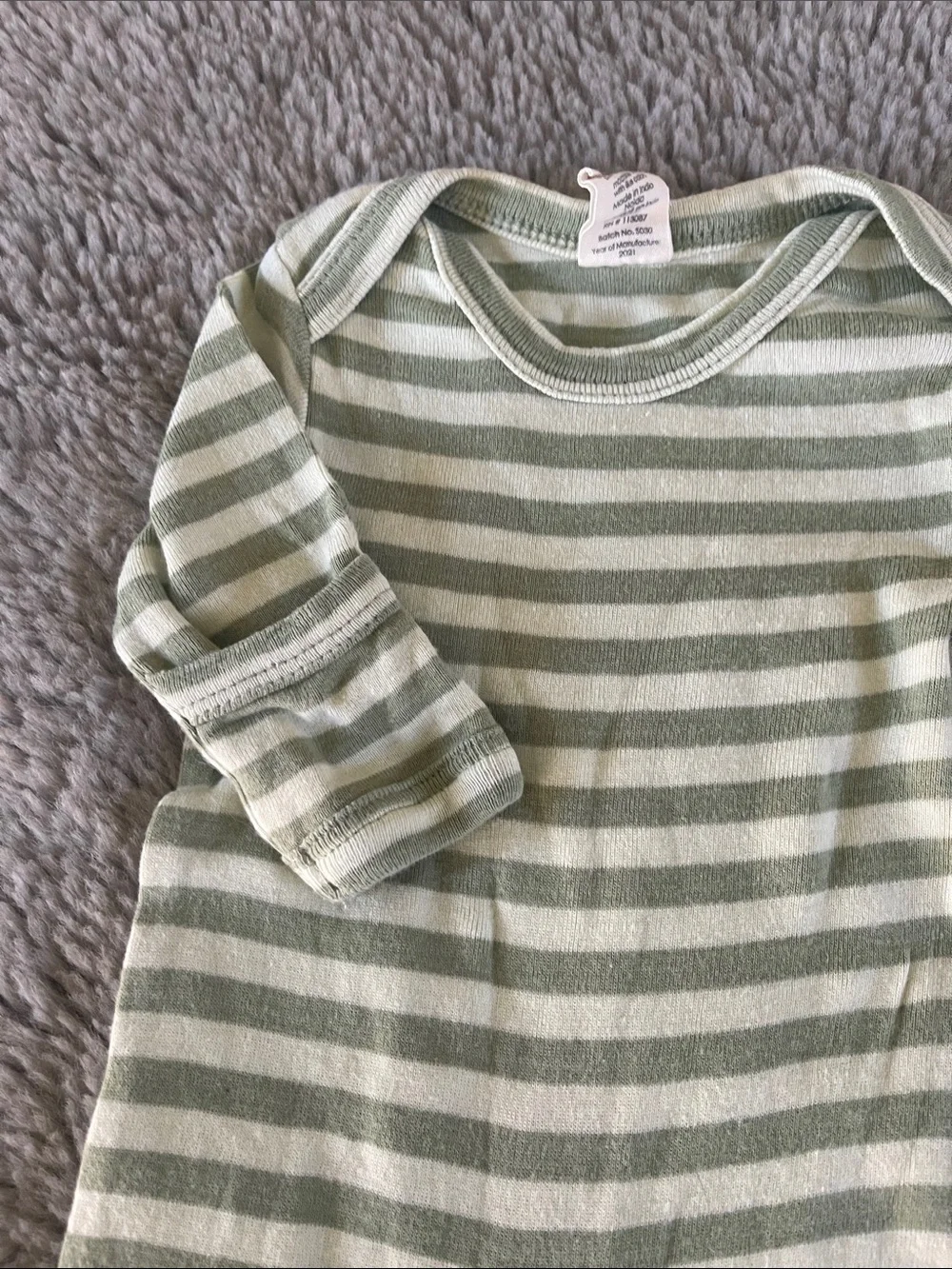 kate quinn Sage & Cream Striped Baby Footie Newborn